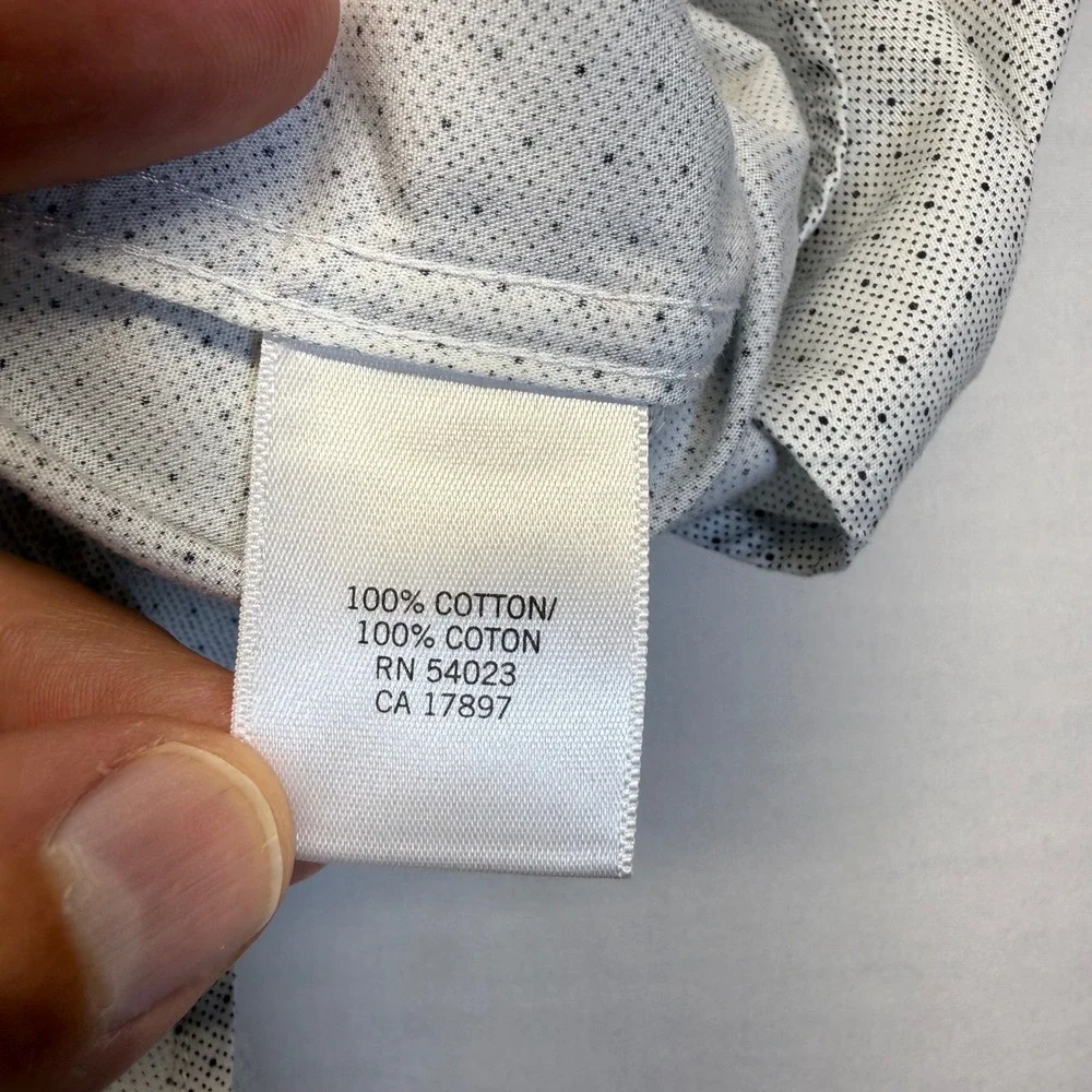 Banana Republic Slim Fit Dress Shirt Mens 14.5 32/33 White Dot Cotton Non Iron